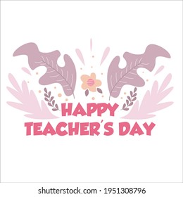 Happy Teacher Day Character Flat Cartoon Vector Template Design Illustration
