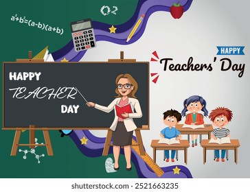 happy teacher day design abstract