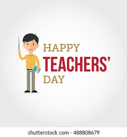 Happy Teacher day design template. Suitable for greeting card, poster and banner. Vector illustration