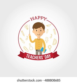 Happy Teacher day design template. Suitable for greeting card, poster and banner. Vector illustration