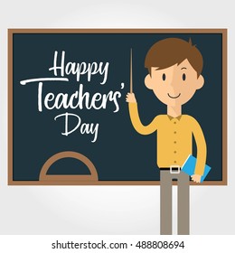 Happy Teacher day design template. Suitable for greeting card, poster and banner. Vector illustration