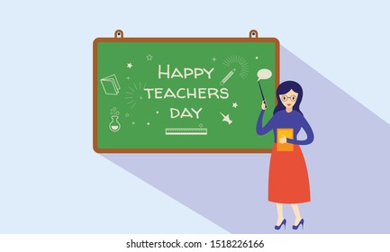 Happy Teacher Day Greeting Education Illustration Stock Vector (Royalty ...