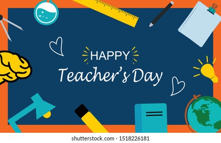 Happy Teacher Day Greeting Education Illustration Stock Vector (Royalty ...