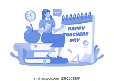 Happy teacher day Illustration concept on white background