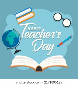 Happy Teacher day illustration template. Fit for poster, banner, wallpaper. Vector eps 10