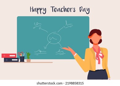 Happy Teacher Day Vector Illustration. International Teacher Day Celebration. Suitable for Greeting Card, Poster, Banner, Template, Flyer Design. 