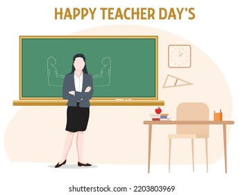 Happy Teacher Days with strong woman teacher