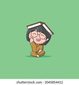 Happy teacher with glasses vector icon illustration	