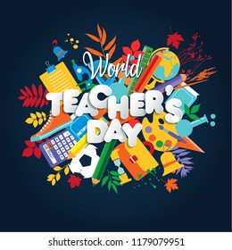 Happy Teacher s Day poster concept. World celebration.