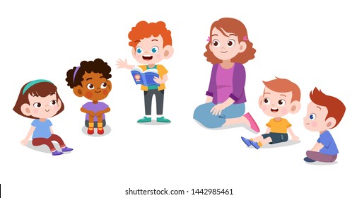 happy teacher school kid vector illustration