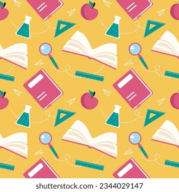 Happy Teacher Seamless Design Educational Style Elements in Vorlage handgezeichnet Cartoon Flach Illustration