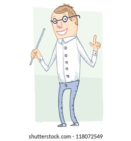 Happy teacher teaching class