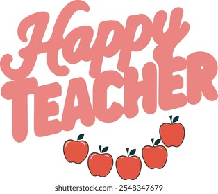 happy Teacher typography calligraphy silhouette vector art