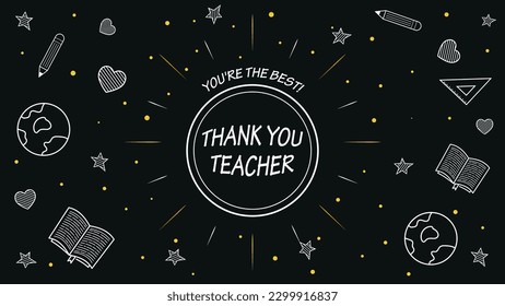 Happy teachers' day. Background with chalk doodle concept on blackboard, reflecting creativity and dedication of teachers in building the future of young generation through education.
