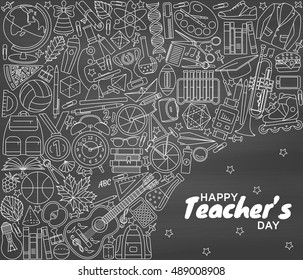 Happy Teachers Day background. Greeting card. Vector illustration.