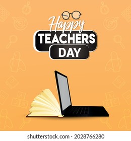 Happy teachers day background with school supplies