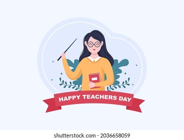 Happy Teacher's Day Background Vector Illustration with Educational Style, Online Coaching to Student for Poster