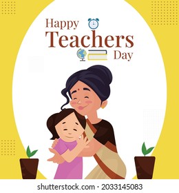 Happy teachers day banner design template.