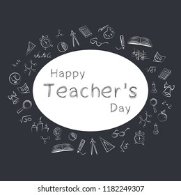 Happy Teachers Day. Banner, icons Vector illustration