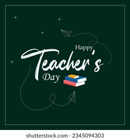 Happy Teacher's Day Banner - Illustration of Teacher
