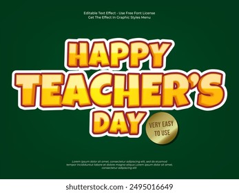 Happy teacher's day banner template with editable 3d style effect 02