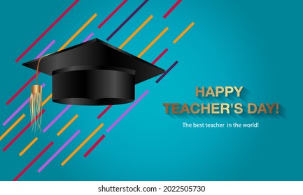 Happy teacher's day! The best teacher in the world! Vector concept banner for world teachers day