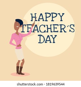 happy teachers day card with woman vector illustration design
