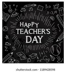 happy teacher's day chalk theme vector design 