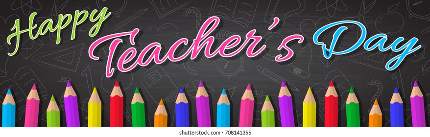 Happy Teacher's Day - concept of banner