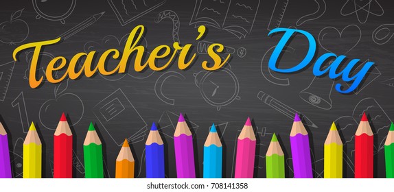 Happy Teacher's Day - concept of banner