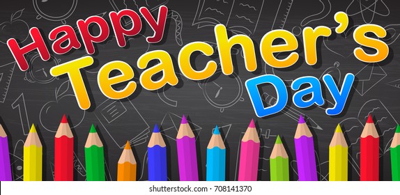 Happy Teacher's Day - concept of banner