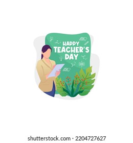 happy teacher's day concept with teacher teaching