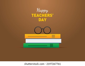 happy teachers' day Concept vector illustration. Indian teachers' day open book with alphabet letters and earth. Children education background or learning event concept.