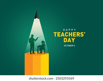 Happy Teacher's day concept vector illustration background. Creative teacher's day vector education concept.