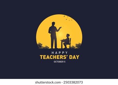 Happy Teacher's day concept vector illustration background. Creative teacher's day vector education concept.