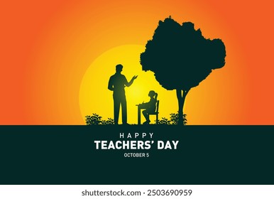 Happy Teacher's day concept vector illustration background. Creative teacher's day vector education concept.