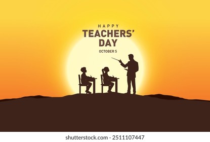 Happy Teacher's day concept vector illustration background. Creative teacher's day vector education concept.