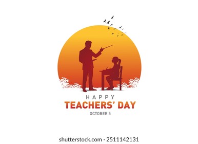 Happy Teacher's day concept vector illustration background. Creative teacher's day vector education concept.