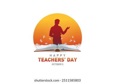 Happy Teacher's day concept vector illustration background. Creative teacher's day vector education concept.