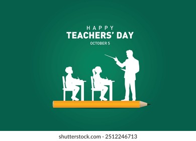 Happy Teacher's day conceito vetor ilustração fundo. Conceito educacional vetorial do dia do professor criativo.