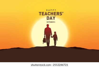 Happy Teacher's day concept vector illustration background. Creative teacher's day vector education concept.