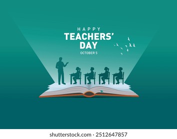 Happy Teacher's day concept vector illustration background. Creative teacher's day vector education concept.