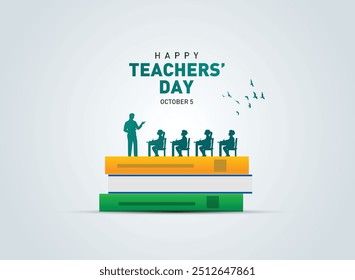 Happy Teacher's day concept vector illustration background. Creative teacher's day vector education concept.