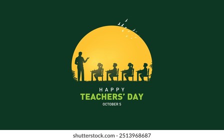 Happy Teacher's day conceito vetor ilustração fundo. Conceito educacional vetorial do dia do professor criativo.