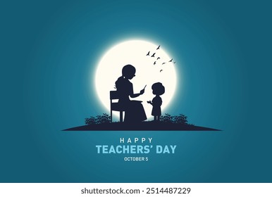 Happy Teacher's day concept vector illustration background. Creative teacher's day vector education concept.