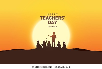 Happy Teacher's day concept vector illustration background. Creative teacher's day vector education concept.