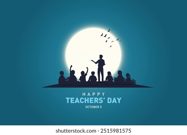 Happy Teacher's day concept vector illustration background. Creative teacher's day vector education concept.