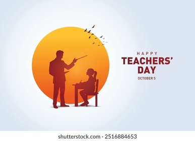 Happy Teacher's day concept vector illustration background. Creative teacher's day vector education concept.