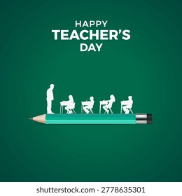 Happy Teacher's day concept vector illustration. Creative teacher's day vector education concept background. 3d illustration