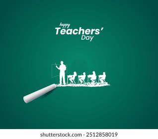 Happy Teacher's Day kreatives Konzept, Vektorgrafik. Tag des kreativen Lehrers, Konzept des Erziehungstages. Der Lehrer liest die Vektorgrafik der Schüler. Lehrergrafik.